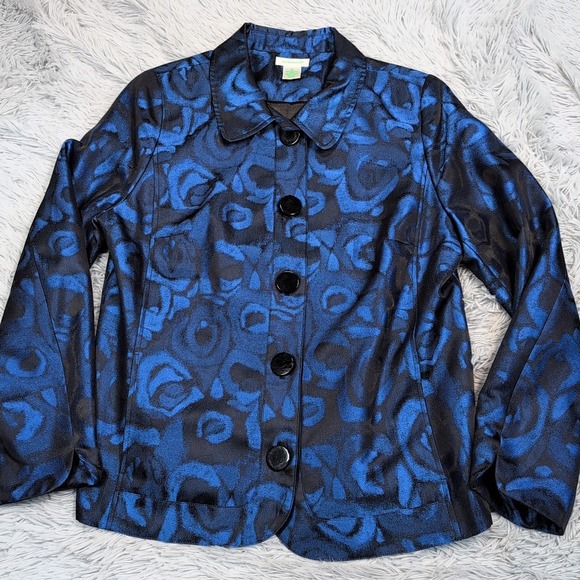 Laura Ashley Jackets & Blazers - Laura Ashley Jacket Womens M Blue Coat Button Up Casual Comfy Preppy Pockets